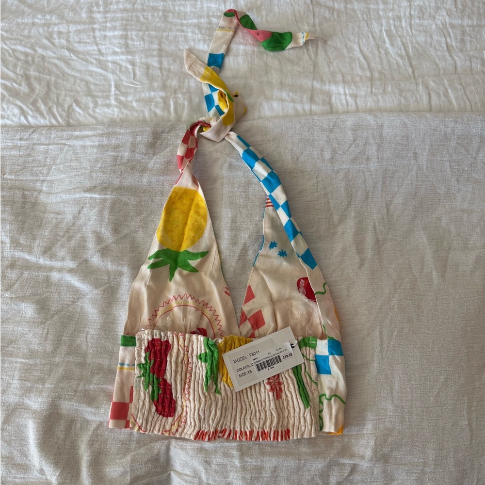 Colorful Halter Top with Fruit Print - Picture 3 of 3